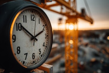 Digital clocks and cranes: the timeline of urban development. Futuristic cities. Understanding the impact of newly boosted qualified opportunity zones on real estate. 3d urban models.