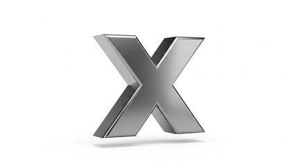 Obraz premium 3D render of a shiny metallic capital letter X on an isolated transparent background.