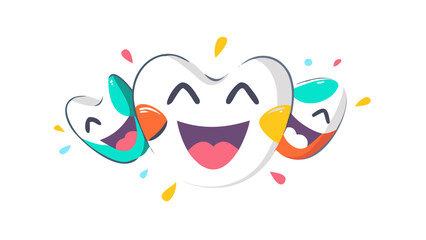 Happy laughing faces with colorful splashes vector