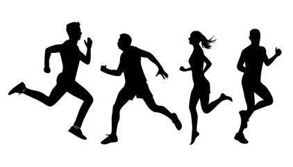 Minimalist black silhouette of men and women vector