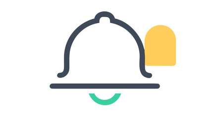 Notification bell with alert indicator symbol communication