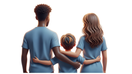 Dreamy Soft-Focus 3D Illustration of a Multicultural Family for Future Security and Protection Concepts