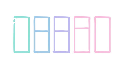Pastel colored sketchy rectangles on a white background light blue light purple