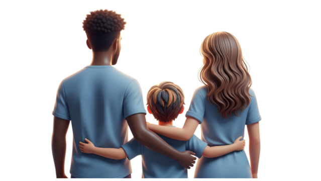 Dreamy Soft-Focus 3D Illustration of a Multicultural Family for Future Security and Protection Concepts