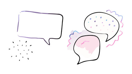 Pastel watercolor speech bubbles and shapes pink