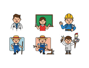 Illustration of professionals in various fields