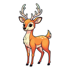 Adorable cartoon deer standing gracefully with antlers and gentle eyes ready for whimsical designs vector