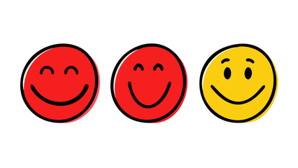 Red and yellow smiley faces happy emotion
