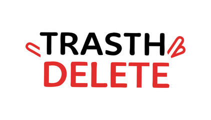 Red delete text with paperclip accents symbol