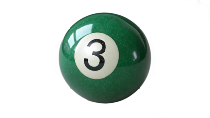 pool ball number three on transparent background