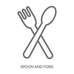 Spoon And Fork Icon Line Style. Design Vector Illustration