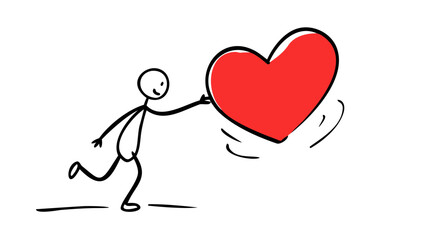 Simple red heart doodle love symbol