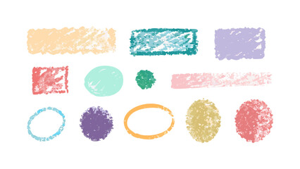 Textured crayon chalk strokes and shapes vector