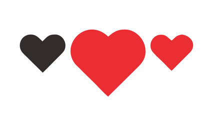Three hearts red and gray love symbol