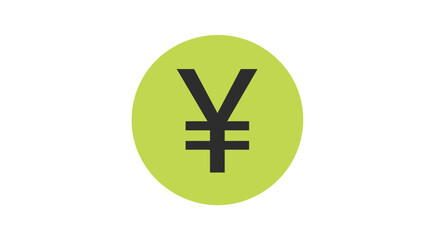 Obraz premium Conceptual depiction featuring a minimalist japanese yen symbol on a lime green circle emblem 79 characters