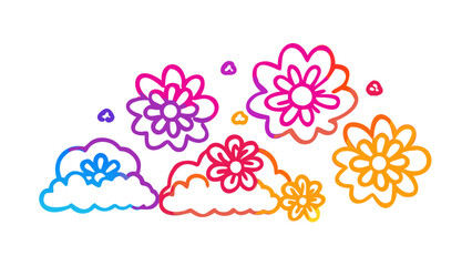 Vibrant gradient flowers and clouds colorful bright