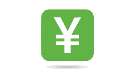 Fototapeta premium Stylized yen icon on a rounded square in refreshing green suitable for monetary or financial concepts and global economy representation