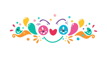 Whimsical Colorful Face Border Design playful