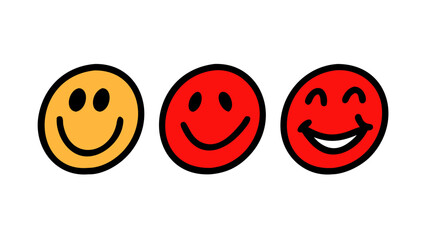 Yellow and red smiley faces with different expressions happy smiling