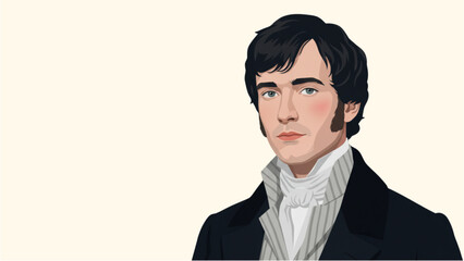 A portrait of regency era man, inspire by Mr. Darcy pride and prejudice novel, copy space style