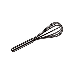 Precision in Baking: A classic whisk, the indispensable tool of culinary arts, ready to perform its essential role in food preparation with an elegant, isolated presentation.