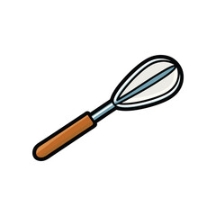 Whisk Illustration: A detailed illustration of a whisk, featuring a handle and wire loops, perfectly captures the essence of cooking and baking. 