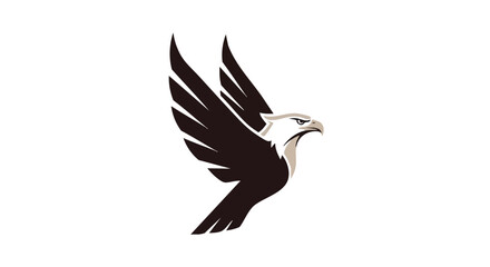 Fototapeta premium Majestic eagle soars on expansive wings, emblem of freedom and determination, against a stark white canvas, symbolizing strength