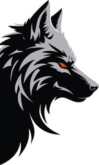 Wolf head logo vector, fierce black and gray mascot profile
Tribal wolf profile illustration, aggressive animal head silhouette
Grey wolf head icon for esports team branding and tattoo design
