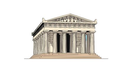 Illustrative depiction of a timeless Hellenic temple showcasing its sturdy column design and classic architectural brilliance standing alone