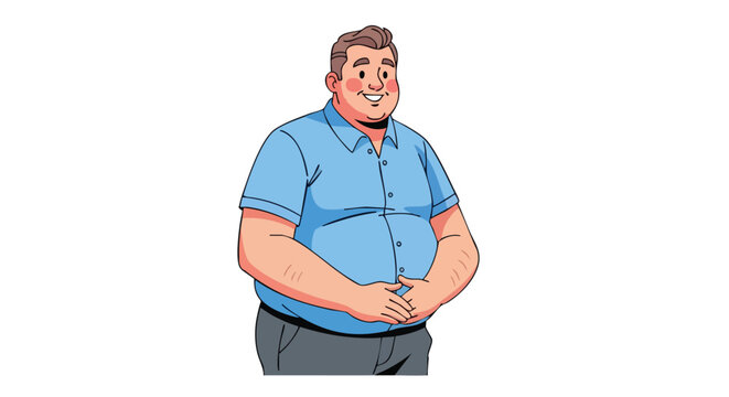 Cartoon illustration of a cheerful and confident man standing with crossed hands in casual attire and a friendly smile portraying approachable