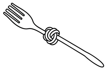 Fork with decorative knot graphic illustration for menu concepts and food designs