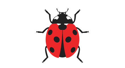 Stylized red ladybug illustration with symmetrical black spots isolated on white backdrop for design use perfect for insect books or art projects