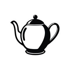 Classic Teapot Illustration: A sophisticated black and white graphic of a traditional teapot. Perfectly simple for design projects and conveys a sense of elegance.