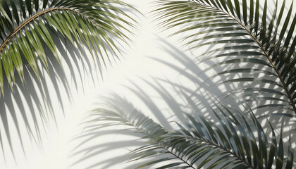 Minimal nature background with palm leaves shadow