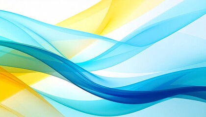 Fototapeta premium Abstract Translucent Ribbons – Fluid Motion in Blue, Yellow, and White Gradient