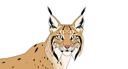 Fototapeta premium Artistic Lynx Illustration: Captivating Feline Gaze in Detailed Cartoon Style with Sharp Details and Vivid Hues for Creative Projects