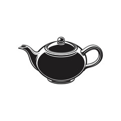 Vintage Teapot Silhouette: An elegantly crafted, vintage teapot silhouette, perfect for evoking a sense of classic charm and traditional refinement. Featuring the sleek curves and iconic design.