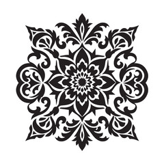 Ornamental design silhouette black and white vector icon