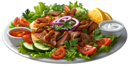 Doner Kebab Plate, isolated on transparent background