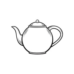 Elegant Teapot: A detailed illustration of a classic teapot, its curves and lines beautifully rendered in monochromatic elegance. Inviting a sense of warmth and classic charm.