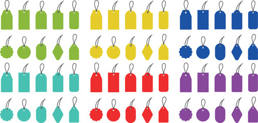 Empty Price Tags varient set with different colours editable EPS files 