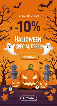 Halloween Sale Banner 10 Off Special Offer discount promotion pu
