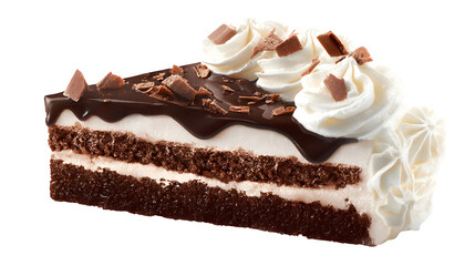 Chocolate Layer Cake Slice, isolated on transparent background