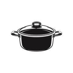 A Detailed Pot Illustration: A detailed illustration showcases a kitchen pot with a transparent lid, perfect for culinary-themed projects, offering a crisp and clean look.