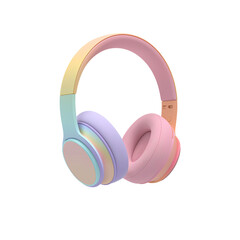 Pastel-Colored Headphones Floating in Isolation, Offering Audio Escape on Transparent Field