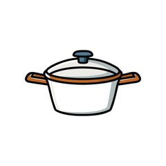 Modern Cooking Pot: A minimalist illustration showcasing a pristine cooking pot, the sleek design hinting at culinary ease and efficiency.