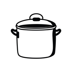 Cooking Pot Illustration: A minimalist illustration of a cooking pot, its simple lines and monochrome palette highlight its essential form and functionality.