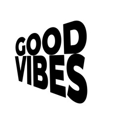 Modern and stylish design with black text reading good vibes on a clean white background. Ideal for positive branding materials.
