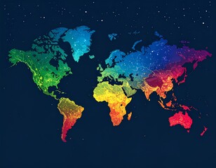 Fototapeta premium World Map Visualization in Vibrant Colors world population concept