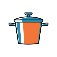 Kitchen Cookware: A vibrantly illustrated pot with a lid, perfect for cooking culinary masterpieces